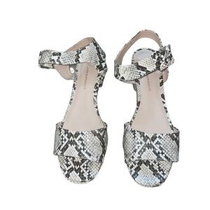 Anthropologie Snake Print Block Heel Sandals